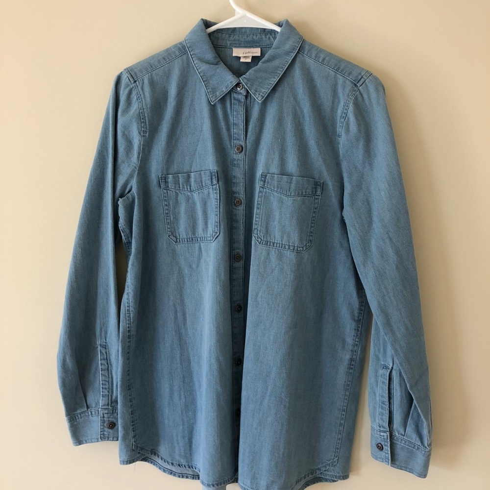 J.Jill XS BLUE JEAN BUTTON DOWN EUC